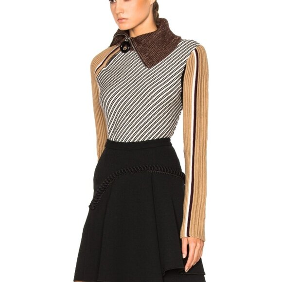 CARVEN ASYMMETRIC BLACK EMBELLISHED FLARED SKIRT M - Picture 11 of 13